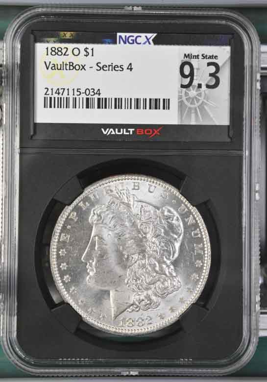 1882-O $1 Morgan Silver Dollar NGCX Mint State 9.3 Vaultbox Series 4