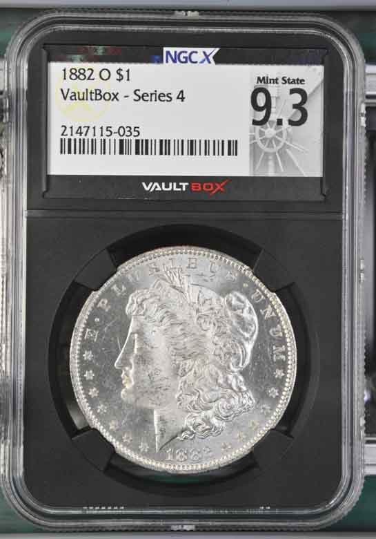1882-O $1 Morgan Silver Dollar NGCX Mint State 9.3 Vaultbox Series 4