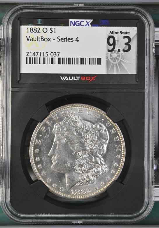 1882-O $1 Morgan Silver Dollar NGCX Mint State 9.3 Vaultbox Series 4