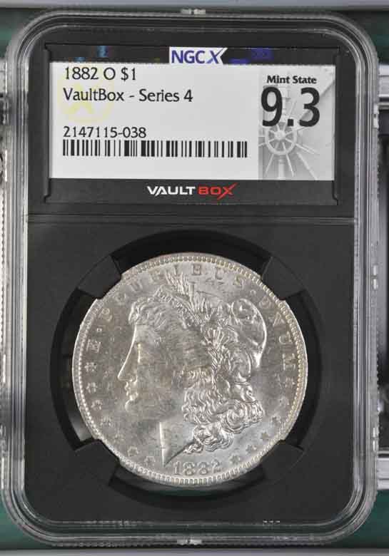 1882-O $1 Morgan Silver Dollar NGCX Mint State 9.3 Vaultbox Series 4