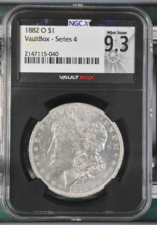 1882-O $1 Morgan Silver Dollar NGCX Mint State 9.3 Vaultbox Series 4