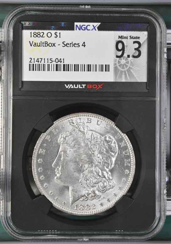 1882-O $1 Morgan Silver Dollar NGCX Mint State 9.3 Vaultbox Series 4