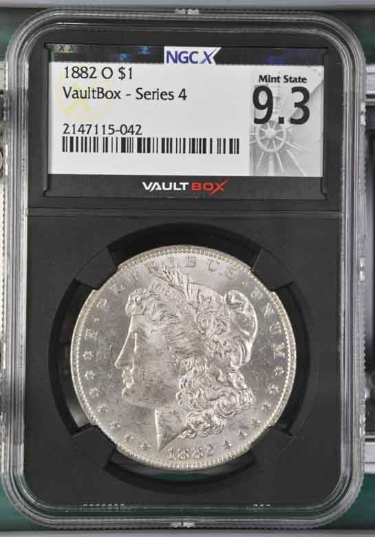 1882-O $1 Morgan Silver Dollar NGCX Mint State 9.3 Vaultbox Series 4