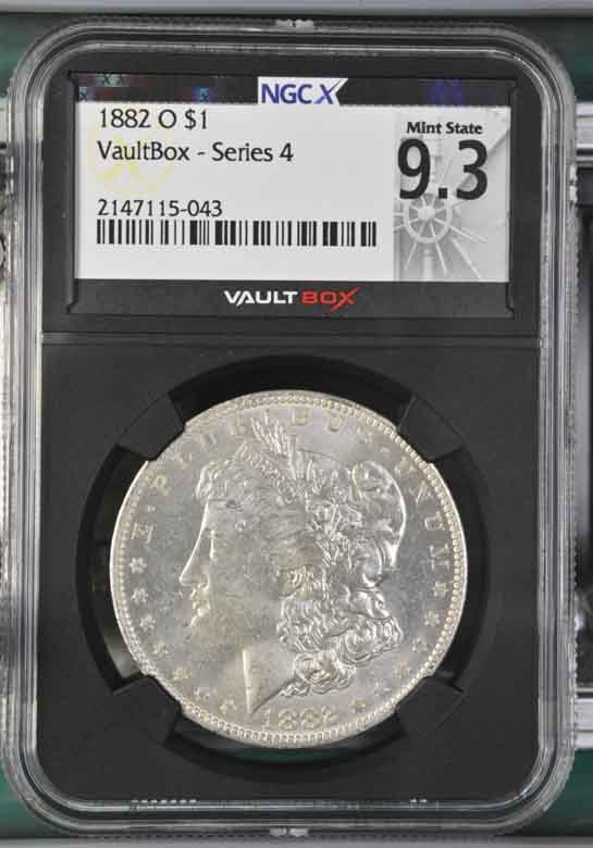 1882-O $1 Morgan Silver Dollar NGCX Mint State 9.3 Vaultbox Series 4
