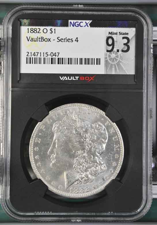 1882-O $1 Morgan Silver Dollar NGCX Mint State 9.3 Vaultbox Series 4