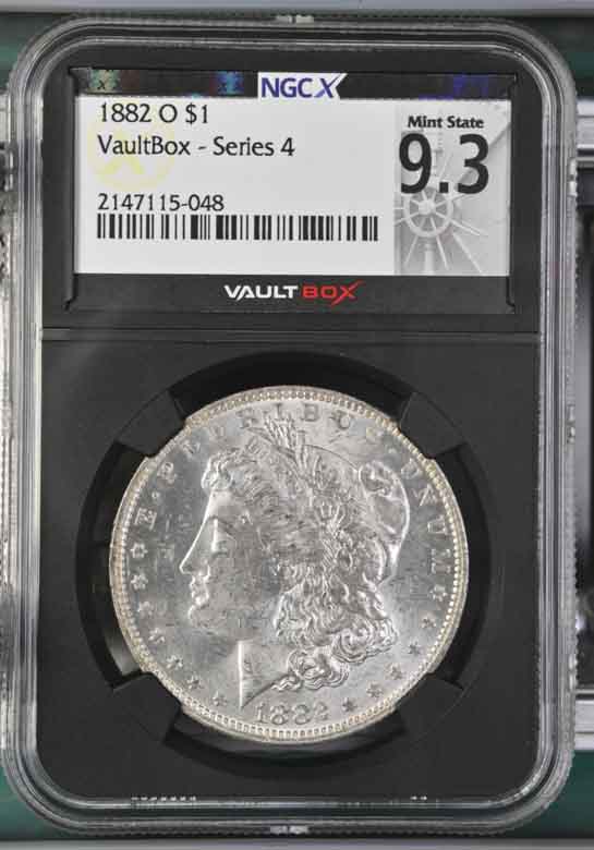 1882-O $1 Morgan Silver Dollar NGCX Mint State 9.3 Vaultbox Series 4