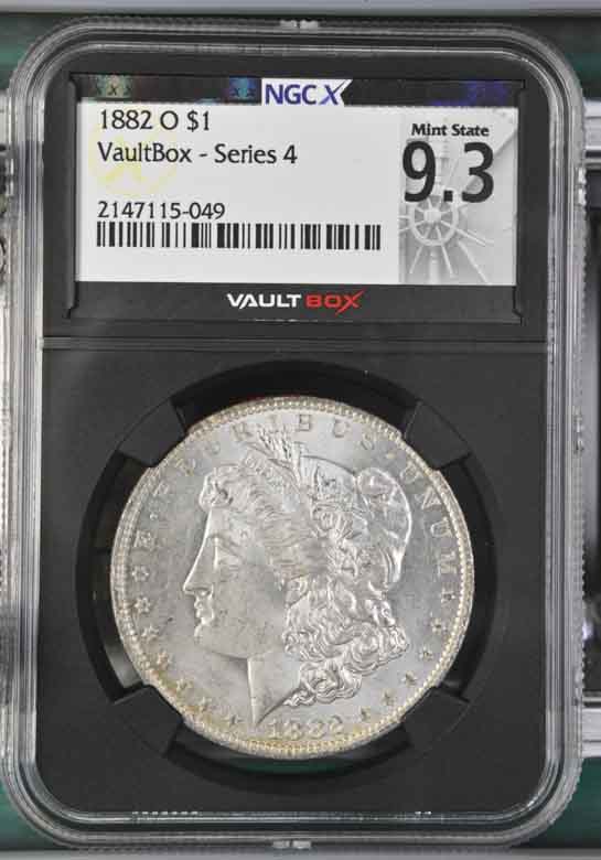 1882-O $1 Morgan Silver Dollar NGCX Mint State 9.3 Vaultbox Series 4