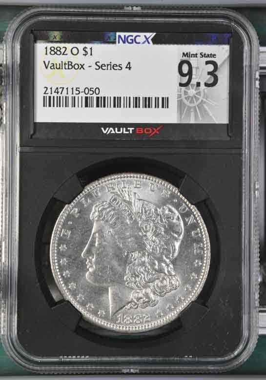 1882-O $1 Morgan Silver Dollar NGCX Mint State 9.3 Vaultbox Series 4
