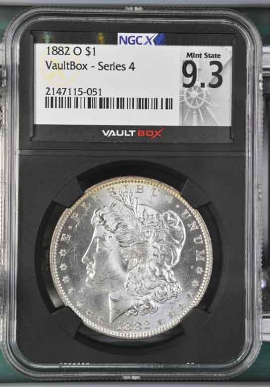 1882-O $1 Morgan Silver Dollar NGCX Mint State 9.3 Vaultbox Series 4