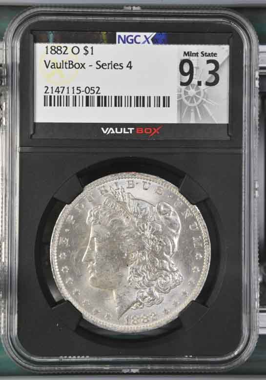 1882-O $1 Morgan Silver Dollar NGCX Mint State 9.3 Vaultbox Series 4