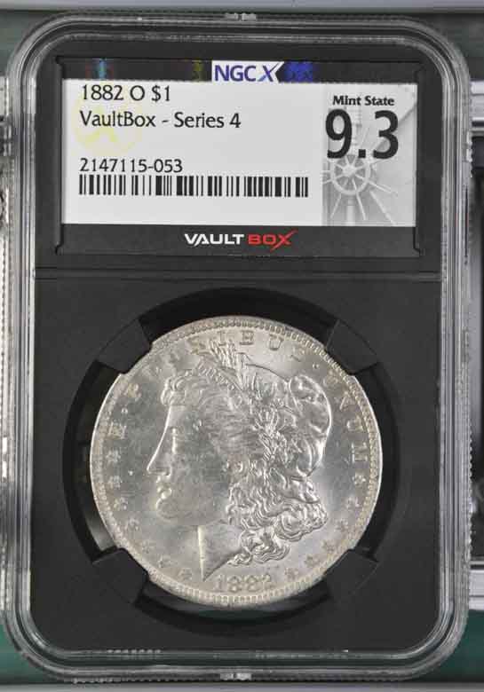 1882-O $1 Morgan Silver Dollar NGCX Mint State 9.3 Vaultbox Series 4