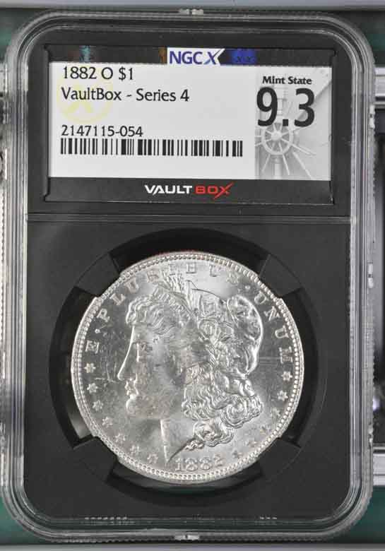 1882-O $1 Morgan Silver Dollar NGCX Mint State 9.3 Vaultbox Series 4