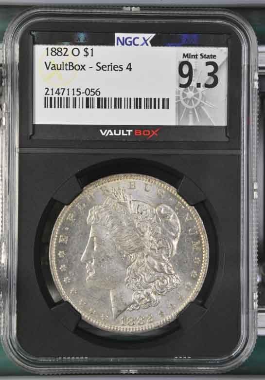 1882-O $1 Morgan Silver Dollar NGCX Mint State 9.3 Vaultbox Series 4