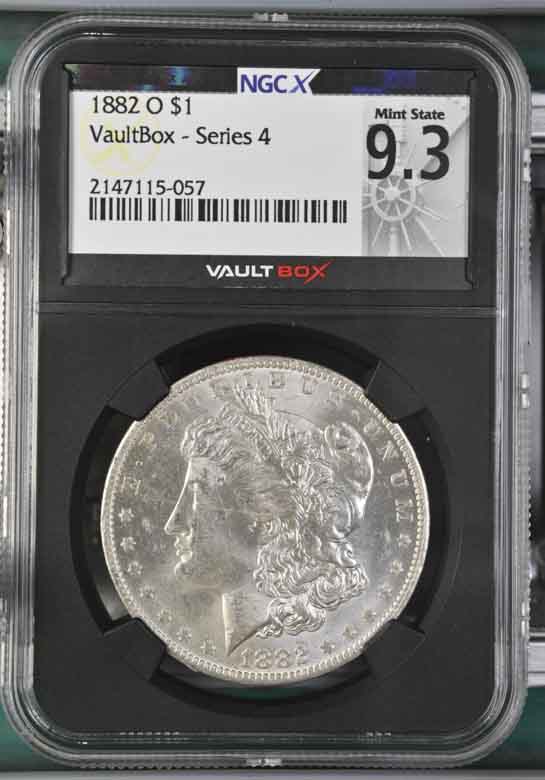1882-O $1 Morgan Silver Dollar NGCX Mint State 9.3 Vaultbox Series 4