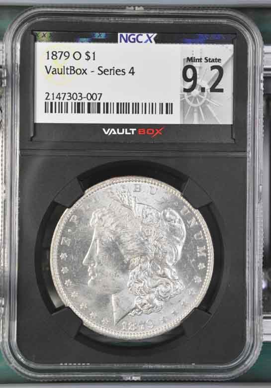 1879-O $1 Morgan Silver Dollar NGCX Mint State 9.2 Vaultbox Series 4