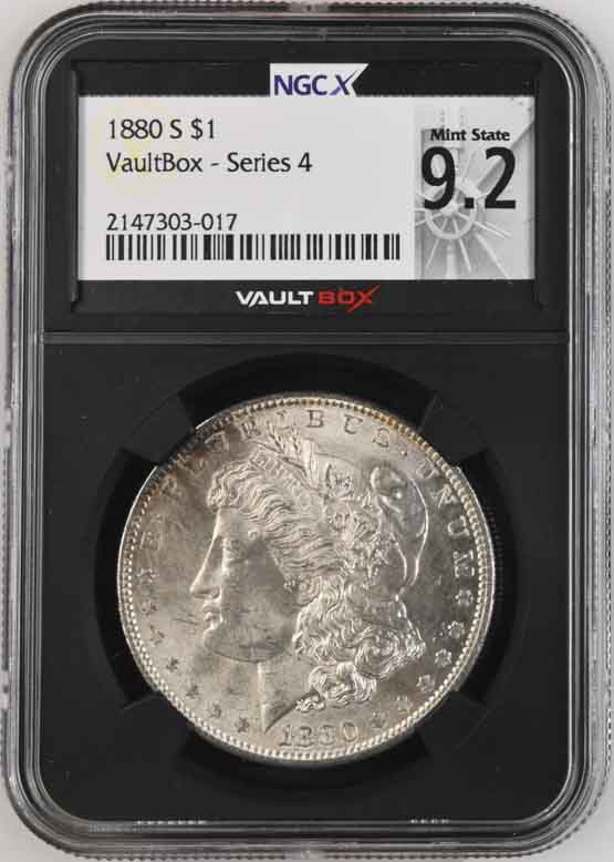 1880-S $1 Morgan Silver Dollar NGCX Mint State 9.2 Vaultbox Series 4
