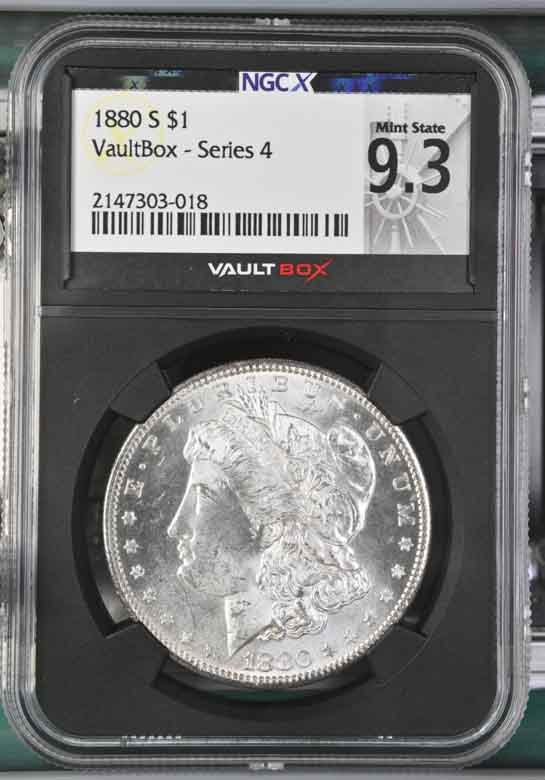 1880-S $1 Morgan Silver Dollar NGCX Mint State 9.3 Vaultbox Series 4