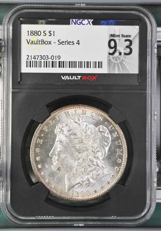 1880-S $1 Morgan Silver Dollar NGCX Mint State 9.3 Vaultbox Series 4