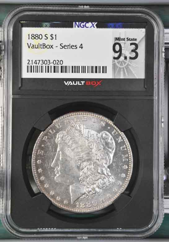 1880-S $1 Morgan Silver Dollar NGCX Mint State 9.3 Vaultbox Series 4
