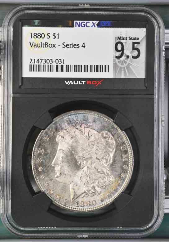 1880-S $1 Morgan Silver Dollar NGCX Mint State 9.5 Vaultbox Series 4