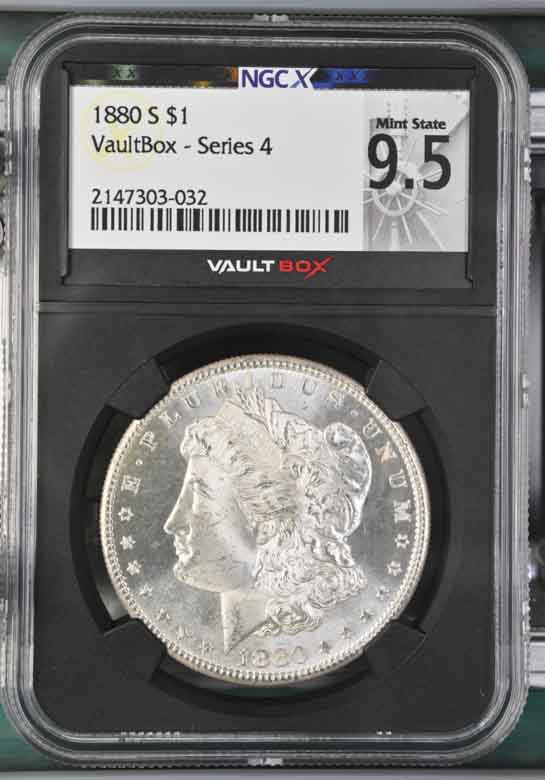 1880-S $1 Morgan Silver Dollar NGCX Mint State 9.5 Vaultbox Series 4