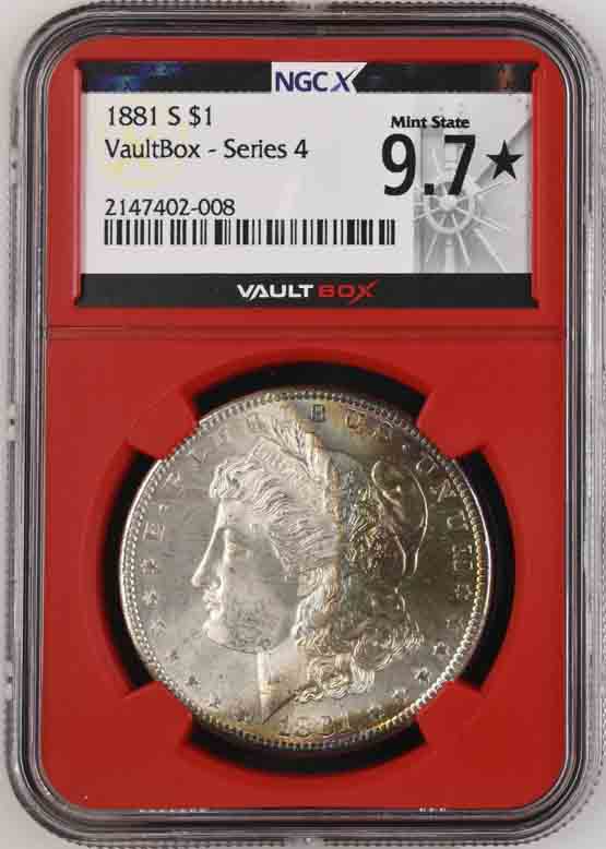 1881-S $1 Morgan Silver Dollar NGCX Mint State 9.7* Star Toner! Vaultbox Series 4