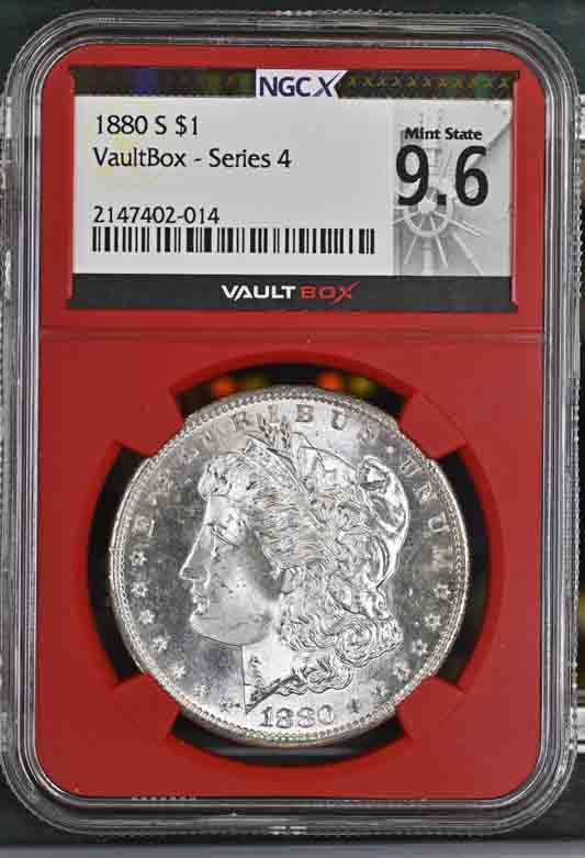 1880-S $1 Morgan Silver Dollar NGCX Mint State 9.6 Vaultbox Series 4