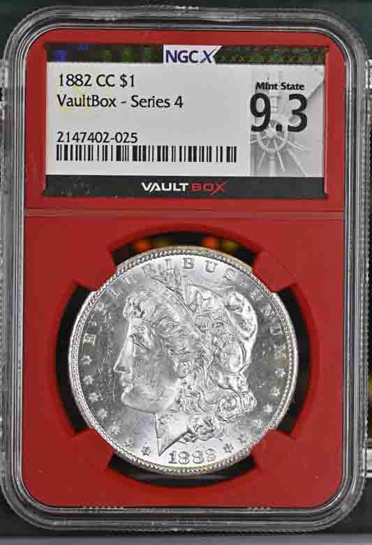 1882-CC $1 Morgan Silver Dollar NGCX Mint State 9.3 Vaultbox Series 4