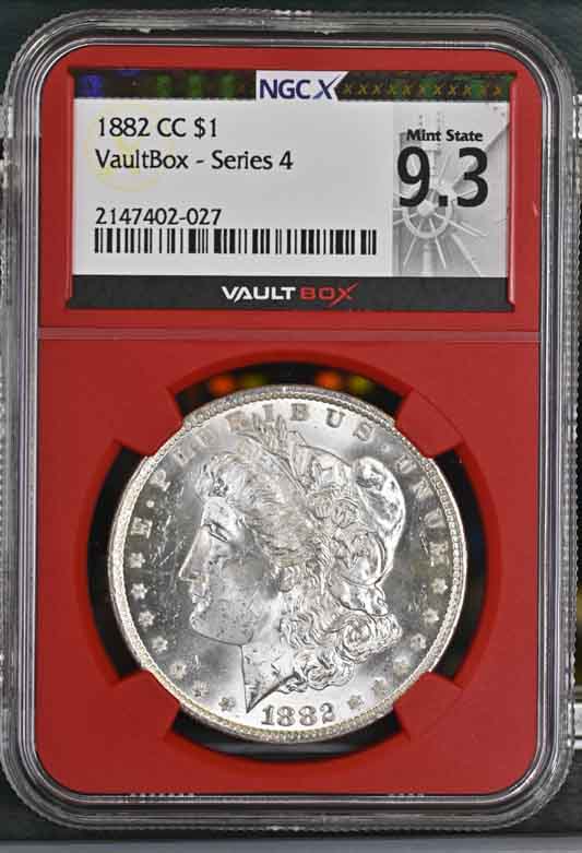 1882-CC $1 Morgan Silver Dollar NGCX Mint State 9.3 Vaultbox Series 4