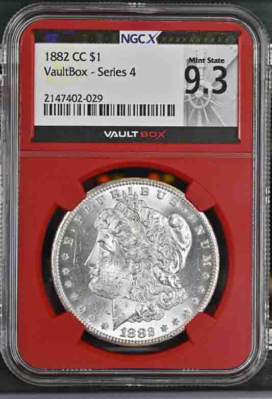 1882-CC $1 Morgan Silver Dollar NGCX Mint State 9.3 Vaultbox Series 4