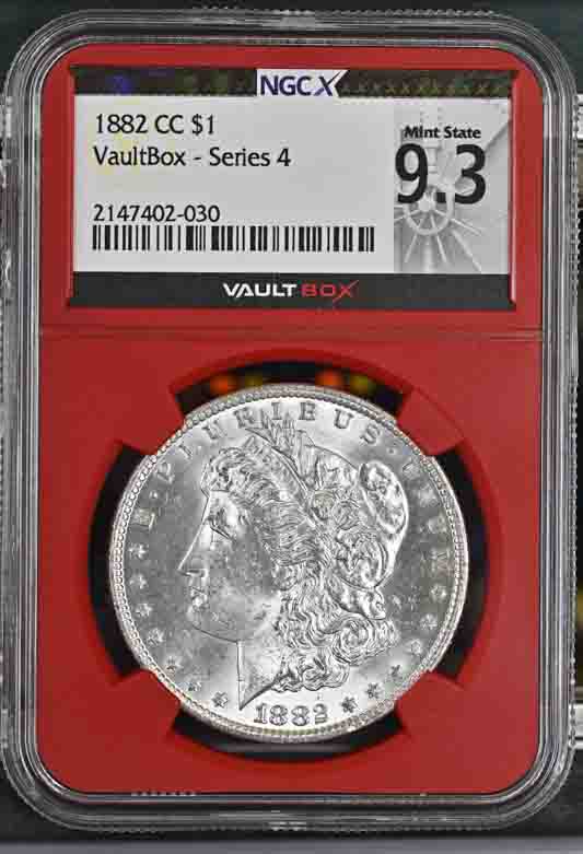1882-CC $1 Morgan Silver Dollar NGCX Mint State 9.3 Vaultbox Series 4