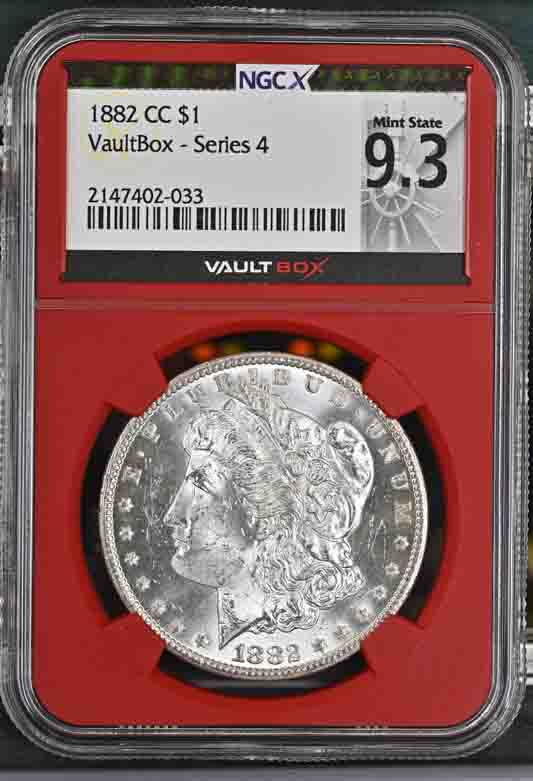 1882-CC $1 Morgan Silver Dollar NGCX Mint State 9.3 Vaultbox Series 4