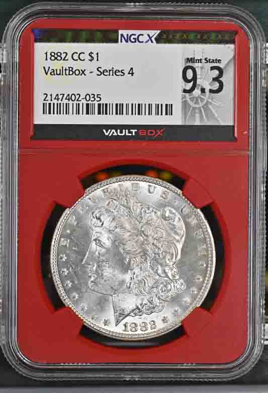 1882-CC $1 Morgan Silver Dollar NGCX Mint State 9.3 Vaultbox Series 4