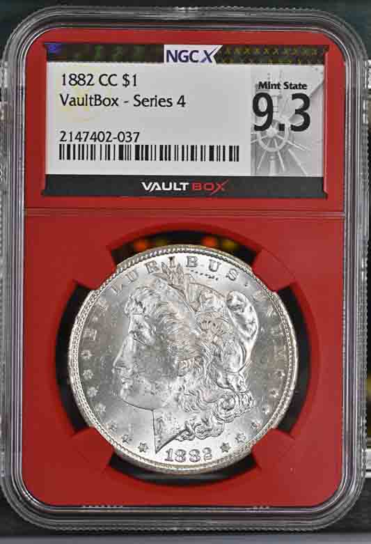 1882-CC $1 Morgan Silver Dollar NGCX Mint State 9.3 Vaultbox Series 4