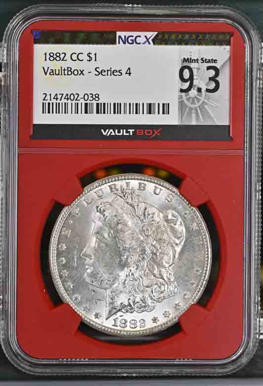 1882-CC $1 Morgan Silver Dollar NGCX Mint State 9.3 Vaultbox Series 4