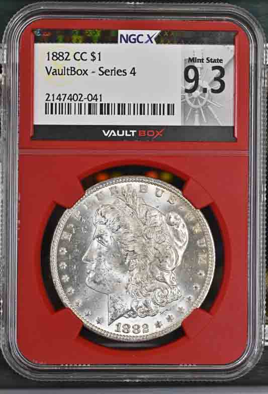 1882-CC $1 Morgan Silver Dollar NGCX Mint State 9.3 Vaultbox Series 4