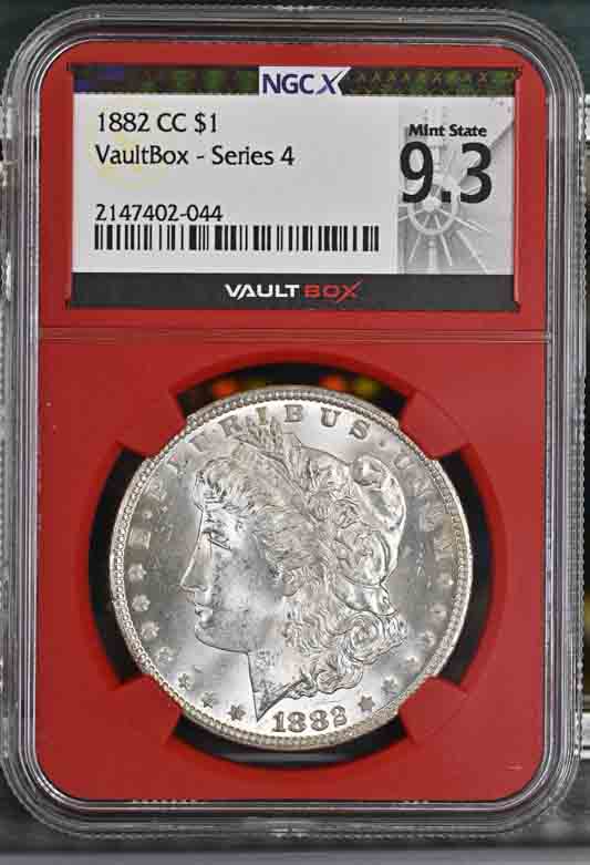 1882-CC $1 Morgan Silver Dollar NGCX Mint State 9.3 Vaultbox Series 4