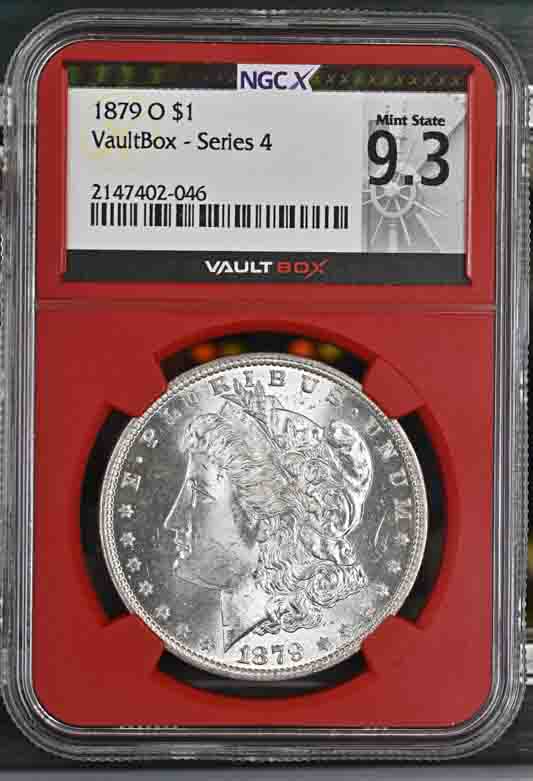 1879-O $1 Morgan Silver Dollar NGCX Mint State 9.3 Vaultbox Series 4