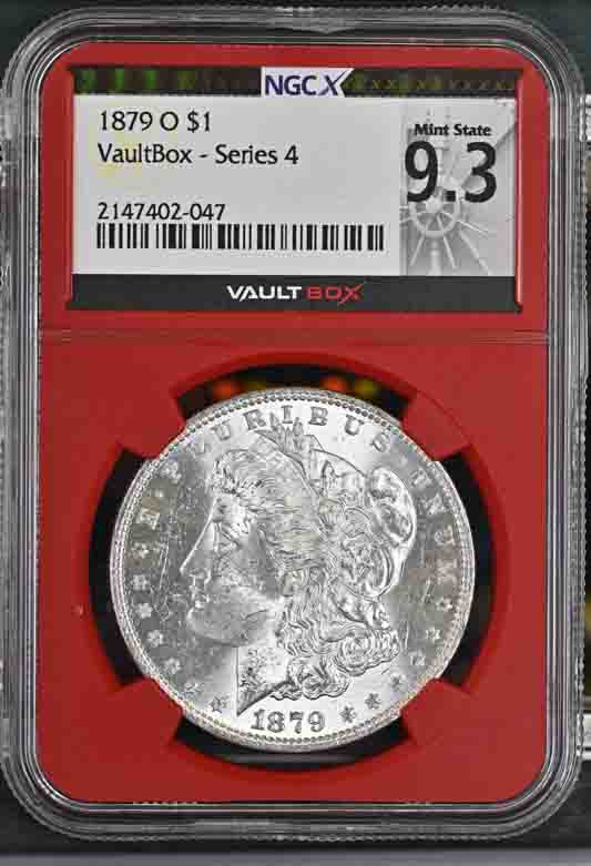 1879-O $1 Morgan Silver Dollar NGCX Mint State 9.3 Vaultbox Series 4