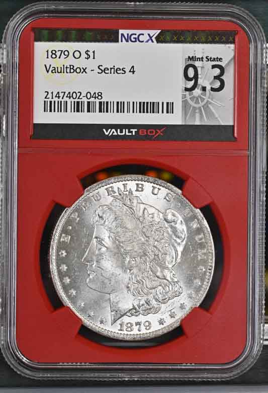 1879-O $1 Morgan Silver Dollar NGCX Mint State 9.3 Vaultbox Series 4
