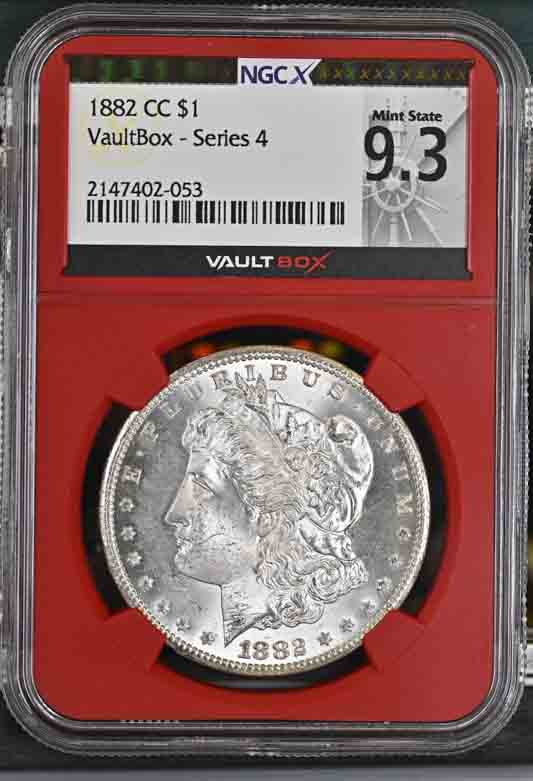 1882-CC $1 Morgan Silver Dollar NGCX Mint State 9.3 Vaultbox Series 4