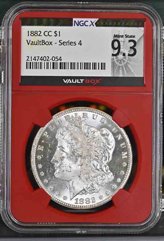 1882-CC $1 Morgan Silver Dollar NGCX Mint State 9.3 Vaultbox Series 4