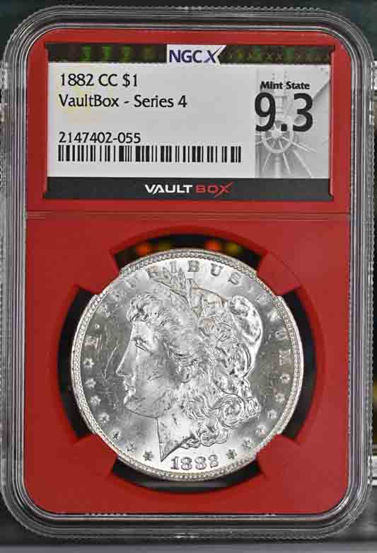 1882-CC $1 Morgan Silver Dollar NGCX Mint State 9.3 Vaultbox Series 4