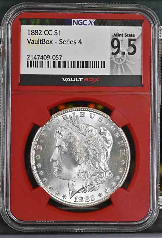 1882-CC $1 Morgan Silver Dollar NGCX Mint State 9.5 Vaultbox Series 4