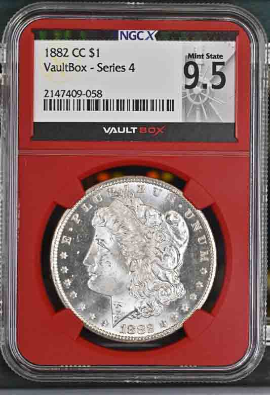 1882-CC $1 Morgan Silver Dollar NGCX Mint State 9.5 - Series 4 FRONT