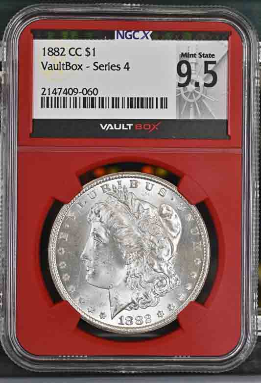 1882-CC $1 Morgan Silver Dollar NGCX Mint State 9.5 Vaultbox Series 4