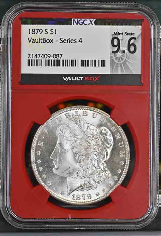 1879-S $1 Morgan Silver Dollar NGCX Mint State 9.6 Vaultbox Series 4