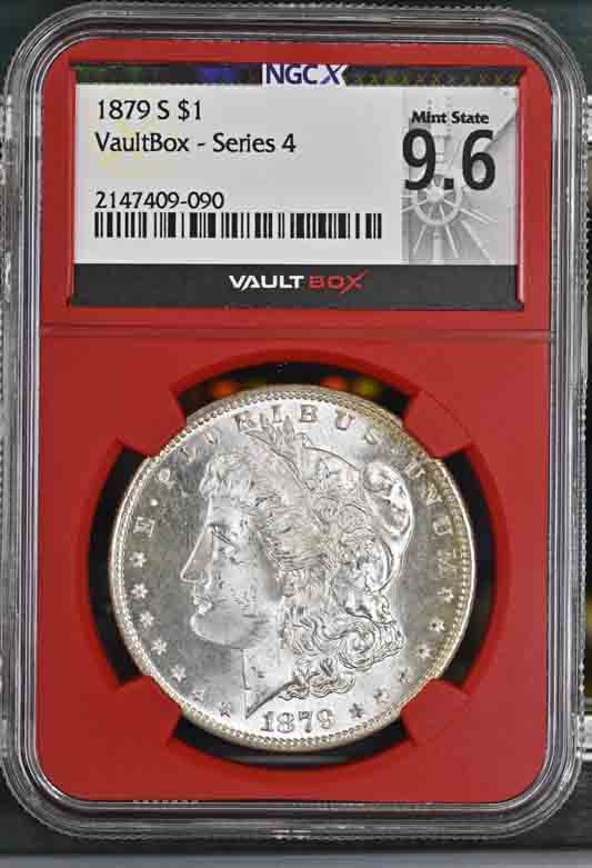 1879-S $1 Morgan Silver Dollar NGCX Mint State 9.6 Vaultbox Series 4
