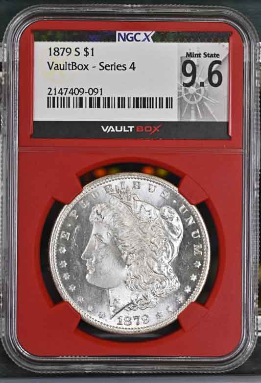 1879-S $1 Morgan Silver Dollar NGCX Mint State 9.6 Vaultbox Series 4
