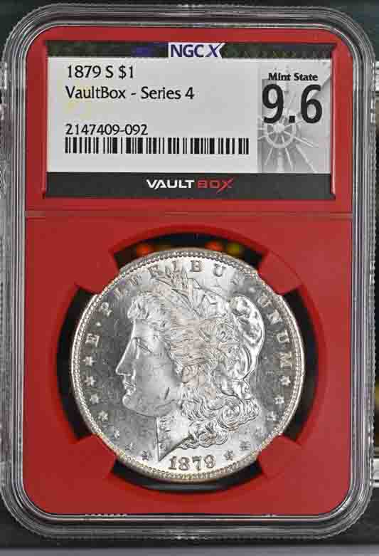 1879-S $1 Morgan Silver Dollar NGCX Mint State 9.6 Vaultbox Series 4